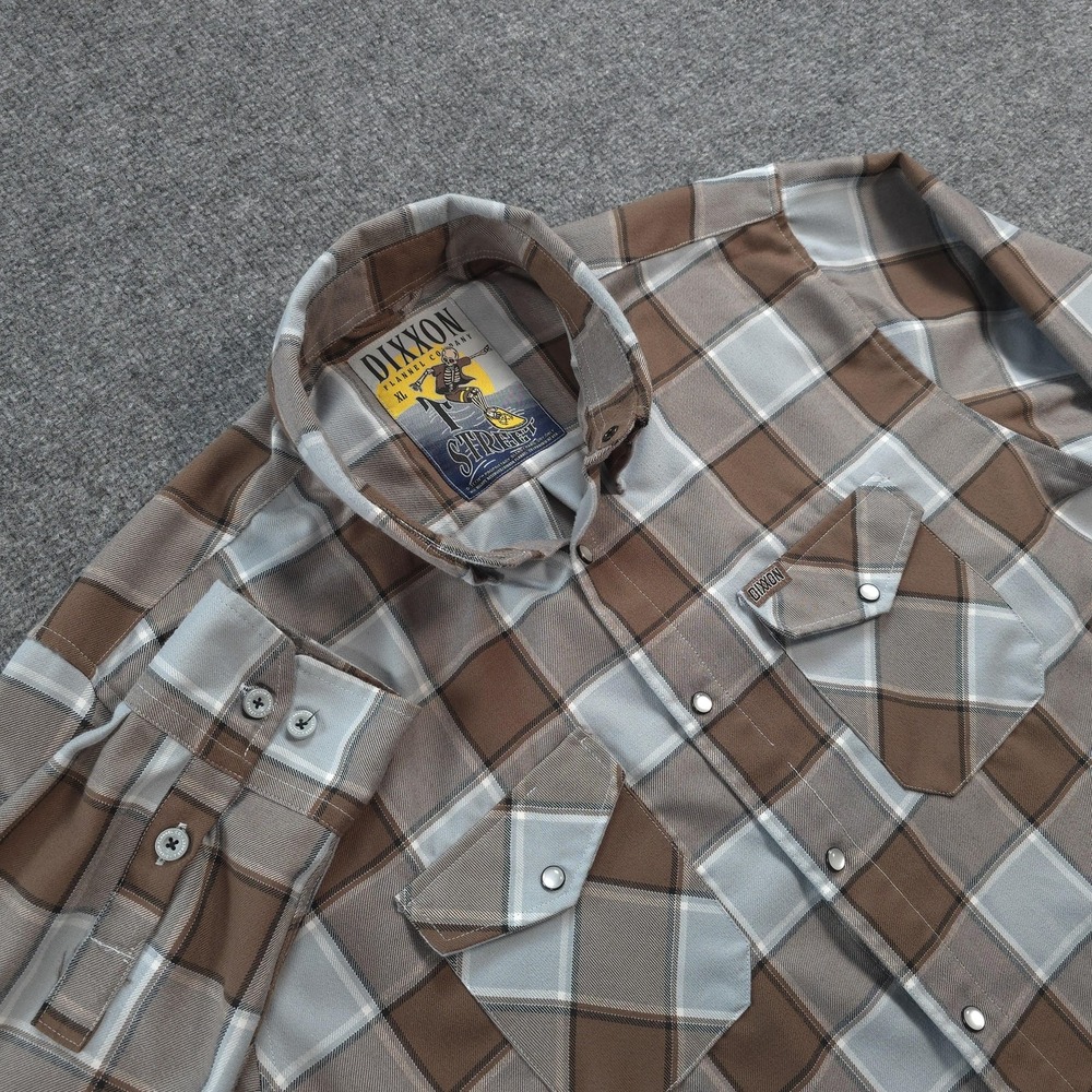 Dixxon Shirt Mens XL Brown Plaid T Street Flannel Snap Front Casual Outdoors